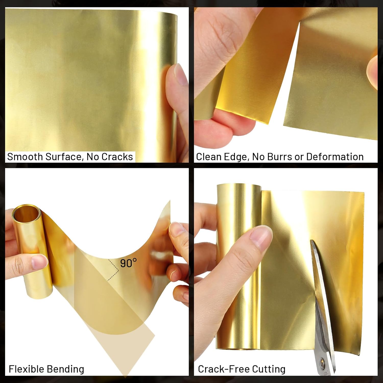 H62 Brass Foil, 0.001''x4''x79''(0.03MM x 0.1M x 2M), Thin Brass Sheet Roll Sealed Package