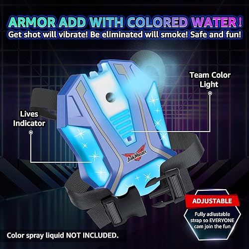 Miniatura 3 de Juego de 4 pistolas láser recargables con chalecos, juego de 4 pistolas láser mejoradas con efecto de niebla y LED digital, juguete multijugador