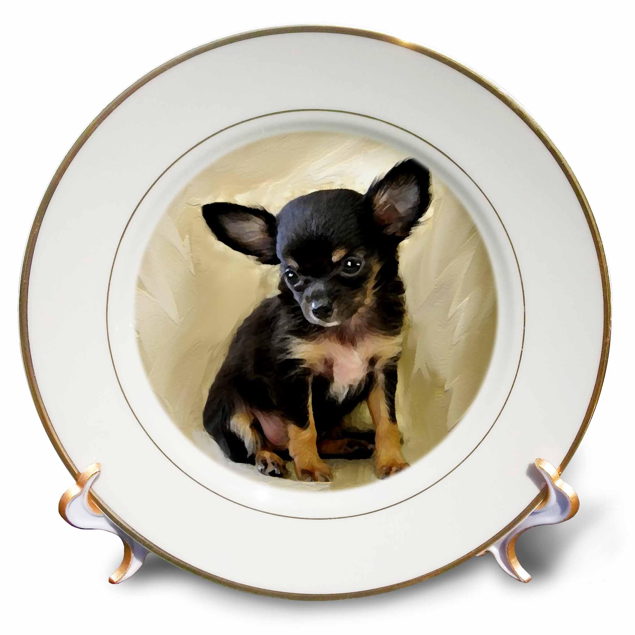 3dRose cp_4467_1 Chihuahua Puppy Porcelain Plate, 8-Inch