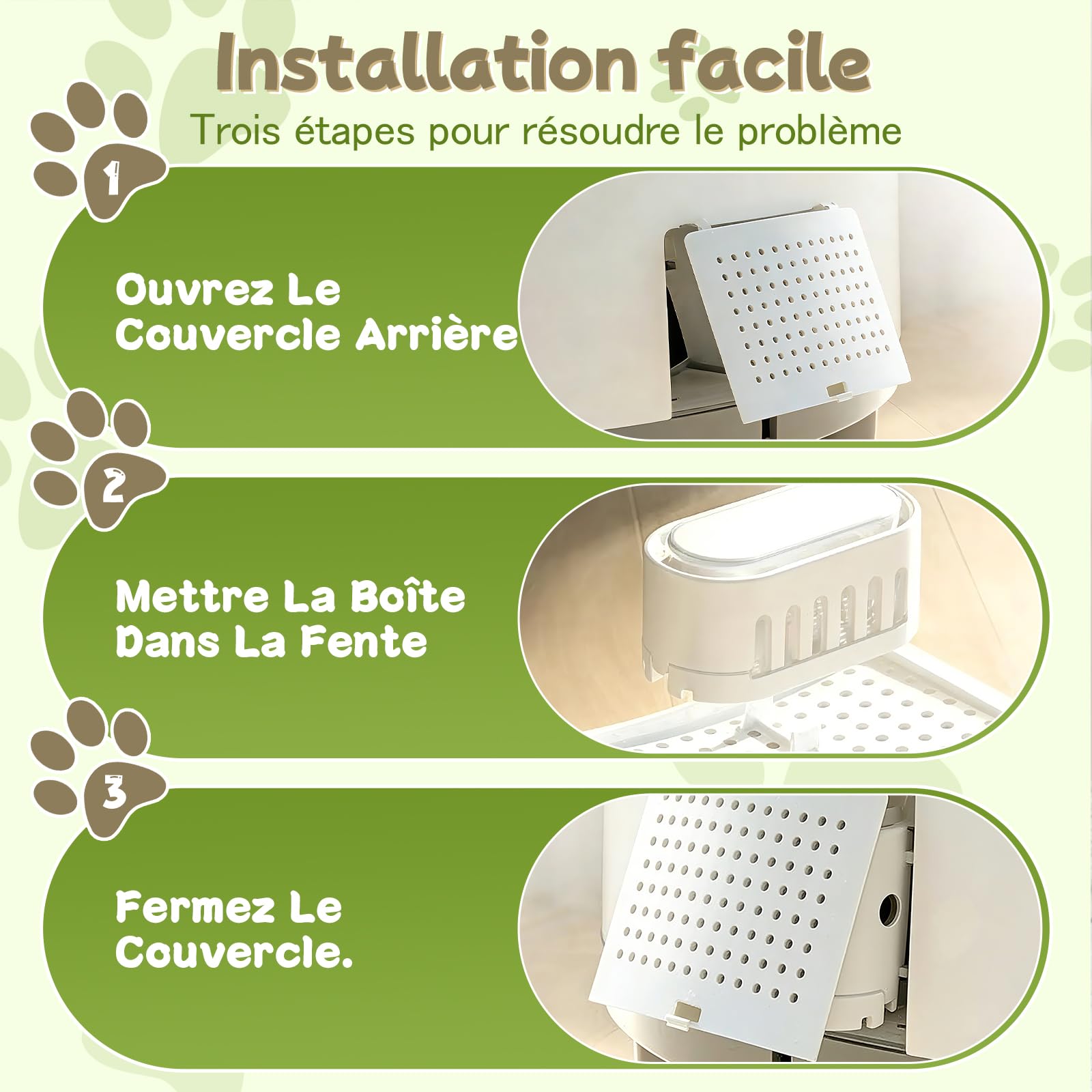 3 pièces Désodorisant pour Litière pour Chat, Éliminateur d'Odeurs pour Litière Chat, éliminateur D'odeurs pour bac à litière pour Chat Animaux de Compagnie Coussinets pour Animaux