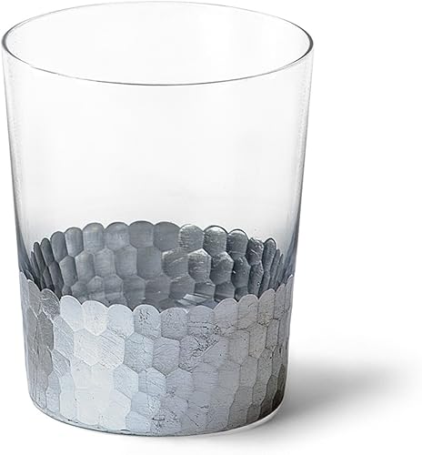 Hosley Argea Loral Florero  Florero de cristal plateado, farol LED, 4.3 pulgadas de alto, jarrones ideales para centros de mesa, bodas, fiestas de