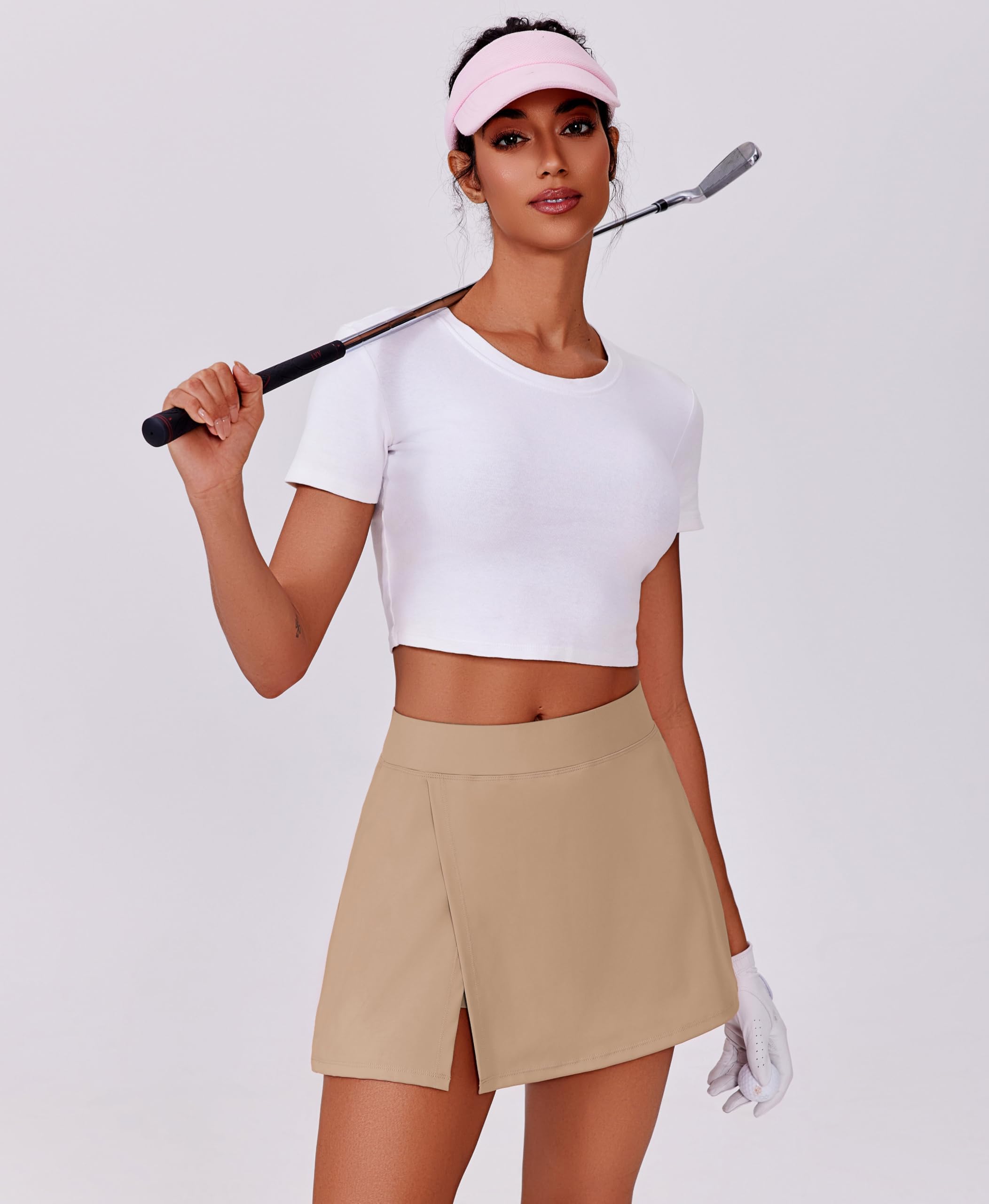 PINSPARK Gonna da Tennis Donna con Pantaloni Sportiva Golf A Vita Alta con 2 Tasche E Spacchi Laterali Estiva Minigonna Gonne Corsa Pantaloni Escursionismo