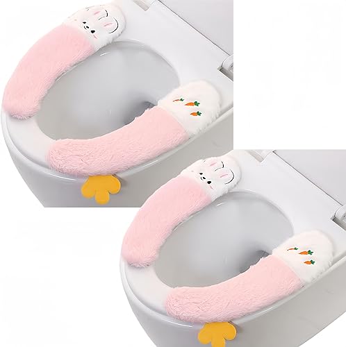 2 pares de fundas de asiento de inodoro, almohadilla gruesa pegajosa para asiento de inodoro, precioso asiento de inodoro de invierno, lavable,