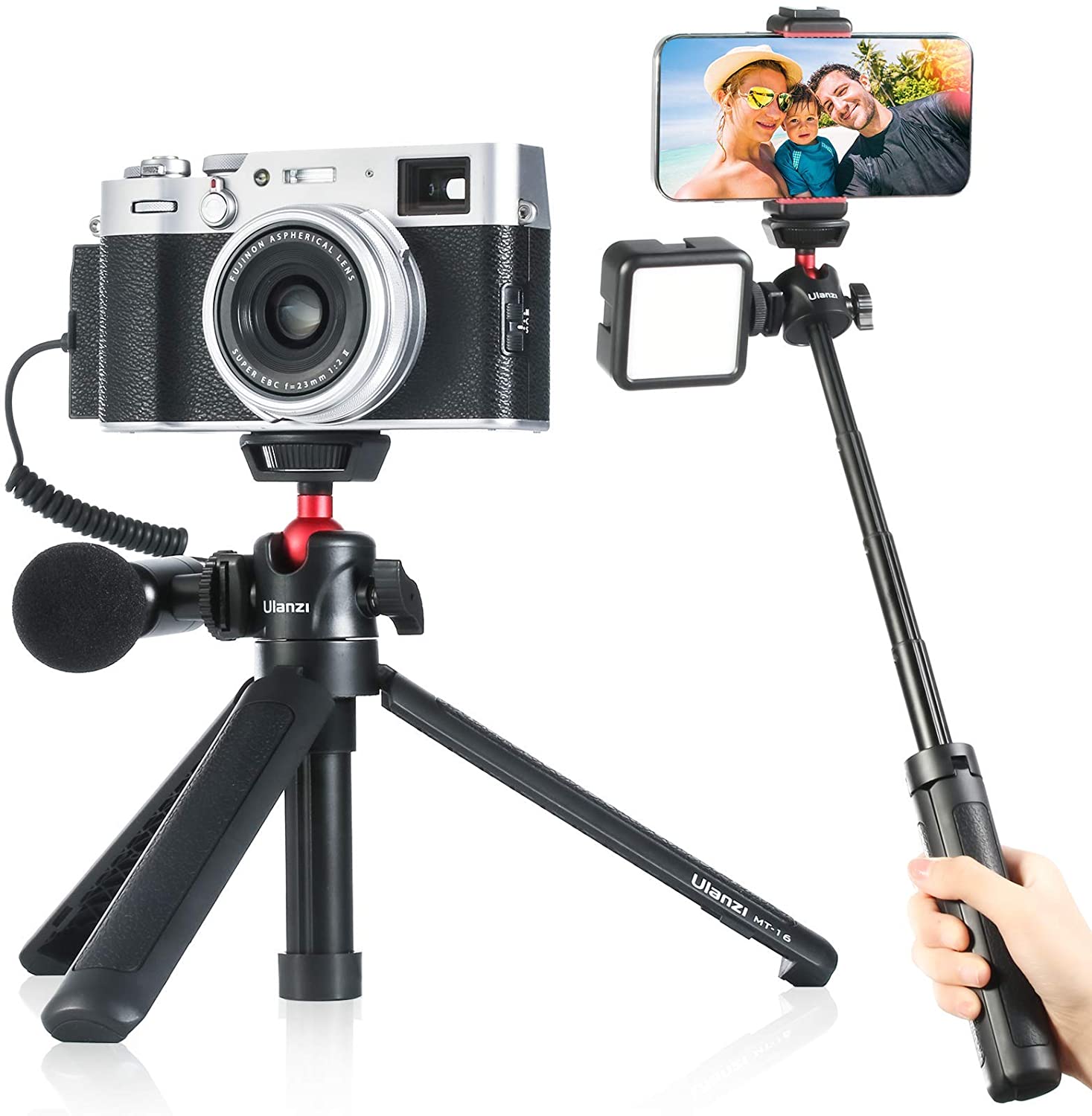MT-16 Handy Stativ und Kamera Mini Stativ, Smartphone Selfie Stick, 4 Abschnitte,44 cm Länge, mit Panorama-Kugelkopf und… – Bild 8