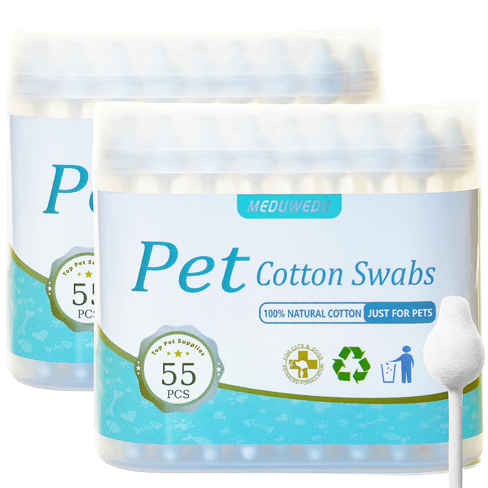2-Pack Dog Ear Cleaning Cotton Swabs More Reliable Safer to Care for Pet Ears Prevent Accidental Injuries Suitable