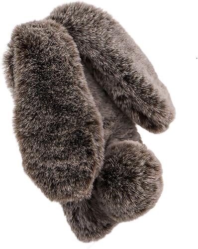 Miniatura 10 de Funda de conejo para iPhone 13 de 6.1 pulgadas, lindas orejas de conejo 3D, bola de pelo suave y peluda, cálida, de piel sintética, esponjosa,