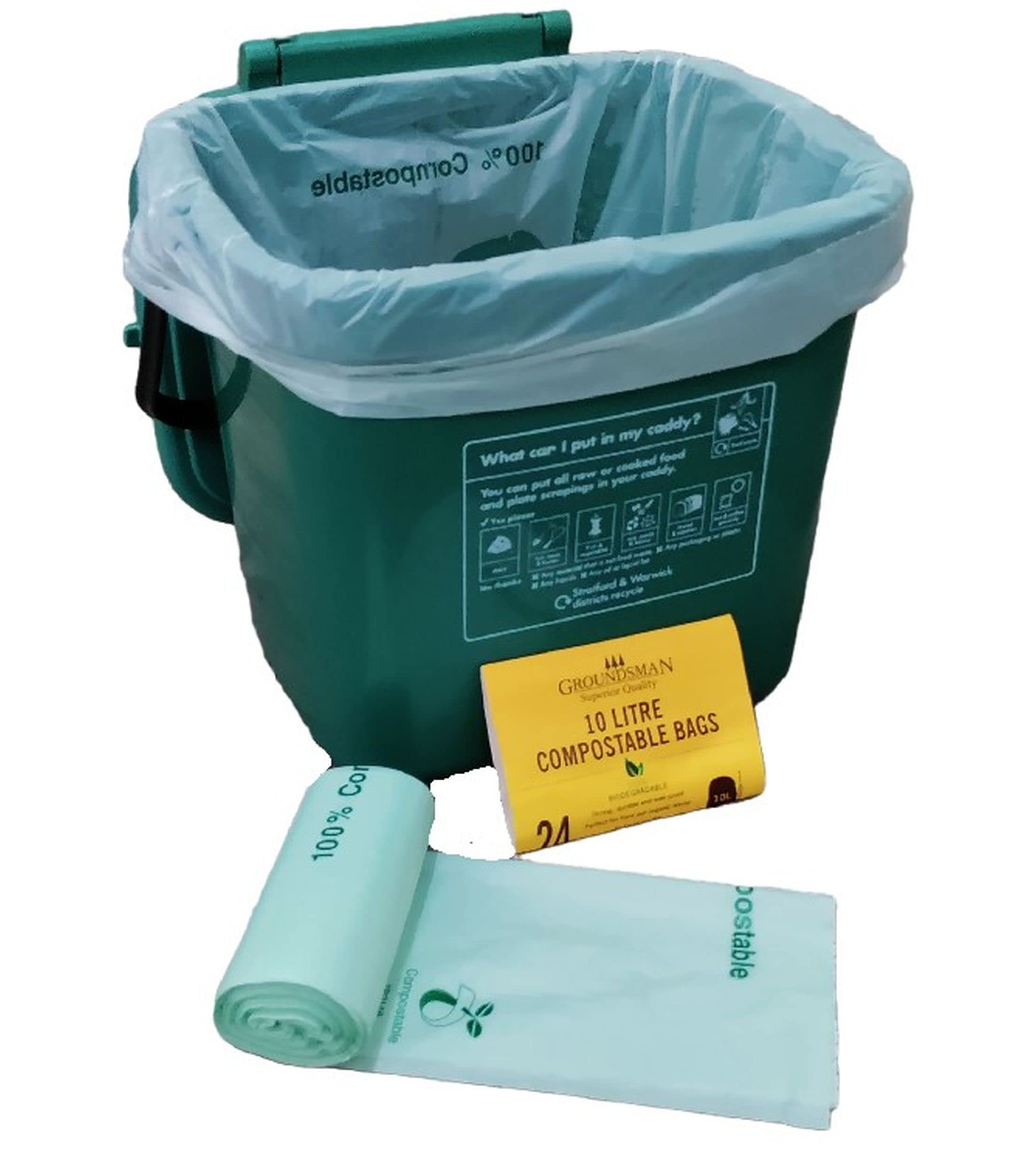10L Compostable Food Waste Caddy Bags 24 Biodegradable Food Caddy Bin Liners