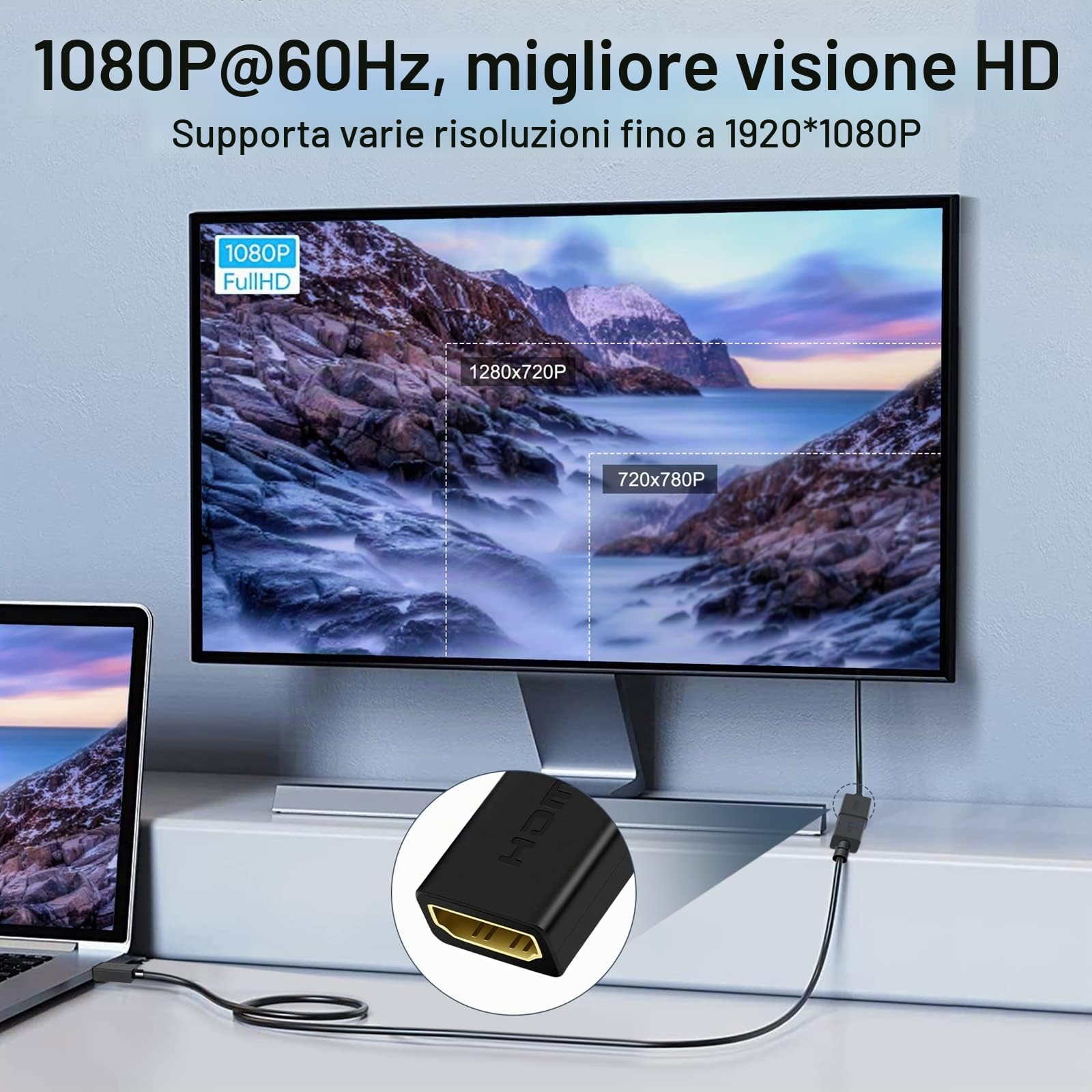 SHULIANCABLE Adattatore HDMI Femmina a VGA Maschio 1080P, Trasmissione unidirezionale da HDMI a VGA Nessun supporto audio (15CM)