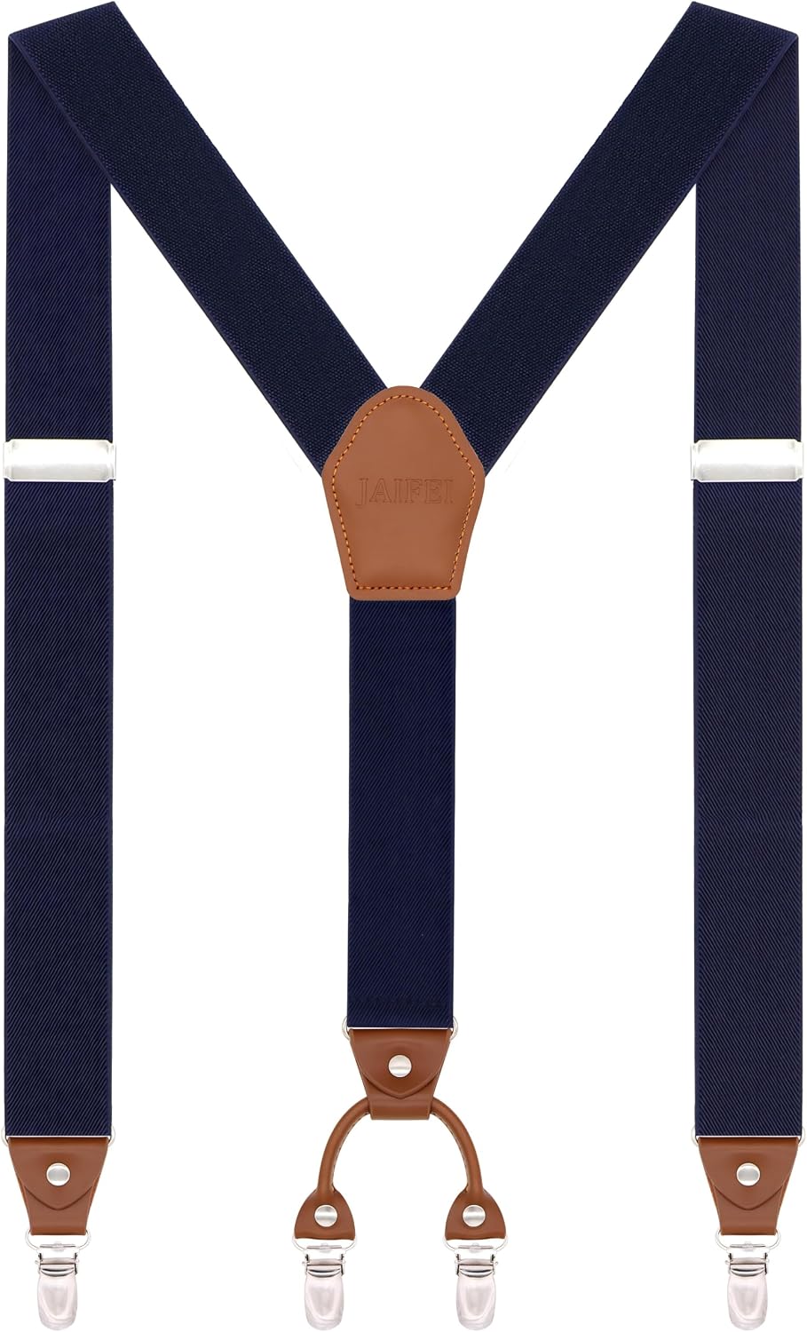 Suspenders for Men, 4-Clip Y-Back with Genuine Leather