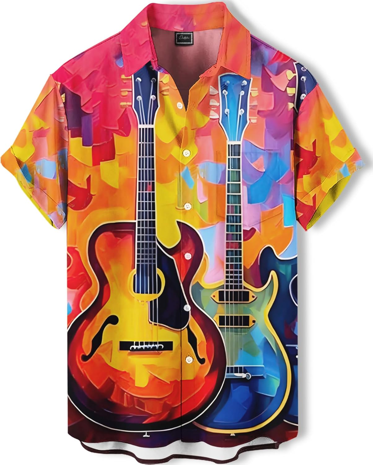 Musical Notes Print Button Down Shirt, Funny Tops, Beach Vacation Music Short Sleeve, Funny Tops