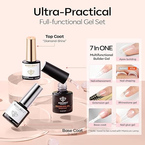 Miniatura 7 de modelones Juego de 9 esmaltes de uñas de gel, 9 unidades de esmalte de gel nude neutro, tono de piel rosa nude, esmalte de uñas de gel con purpurina