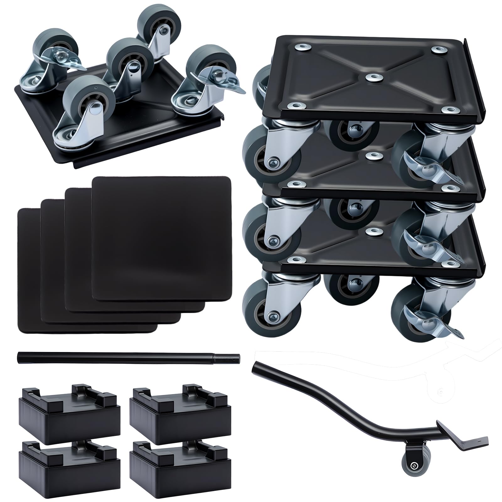 SUNNYNEST Furniture Lifter Heavy Furniture Mover Set with 4 Moving Slides 360° Rotatable Furniture Moving Wheels for Heavy Items, Sliders Furniture Movers for Sofa Couch Refrigerator Appli (Black)
