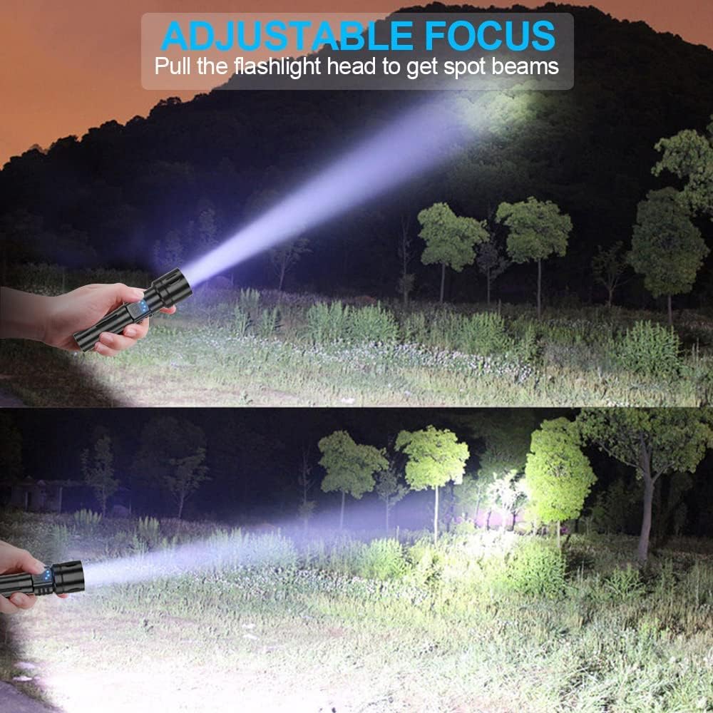 Small Rechargeable Flashlight, Tactical Flashlight 3000 High Lumens, Mini Handheld Flashlight with 3000mAh Battery, IPX6 Waterproof, Zoomable, 4 Modes for Camping, Dog Walking, Emergency 2 Pack : Everything Else