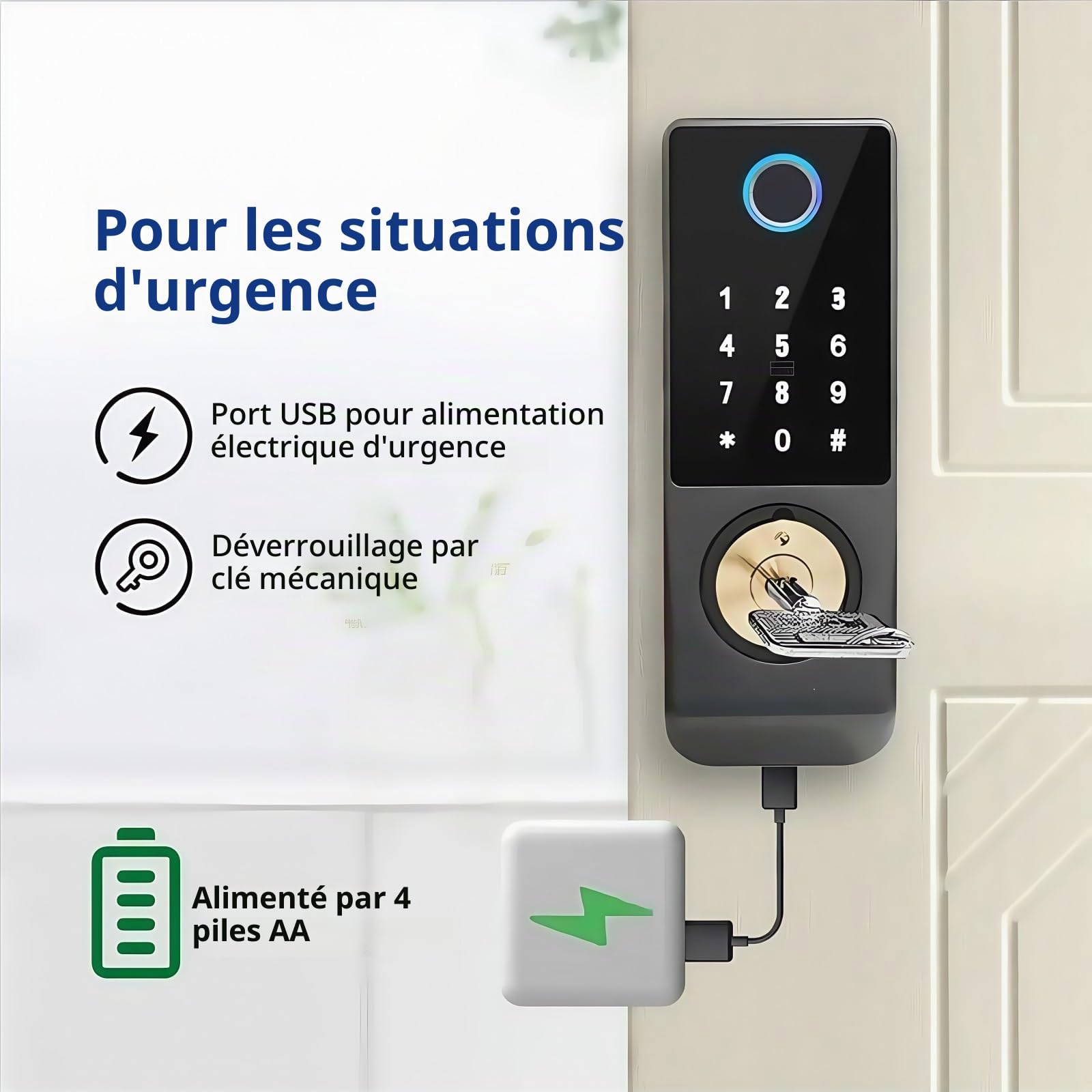 Serrure connectée Tuya étanche, Double Face, avec Empreinte Digitale, for Portail extérieur, Mot de Passe numérique, Application à Distance, for la Maison(Tuya(Double Code))