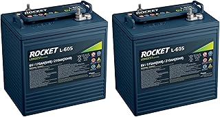 ROCKET L-605 210Ah 6V Golf Cart Battery - Compatible with Trojan T-105 T-605 (Set of 2)