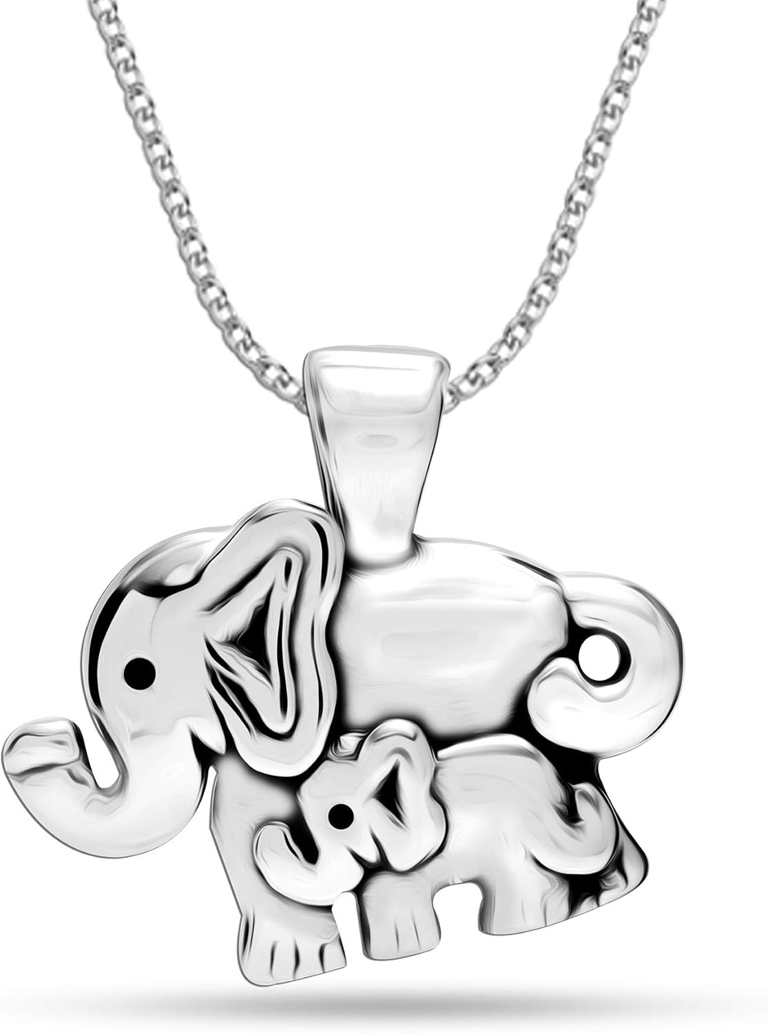 LeCalla Sterling Silver Set of 2 Elephant Charm Pendant.