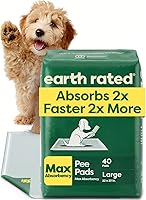 Earth Rated Max Absorbency Puppy Pee Pads - 2X Faster & 2X More Absorbent, Leak-Proof, Odor Control, Unscented Large 22x23, 40ct