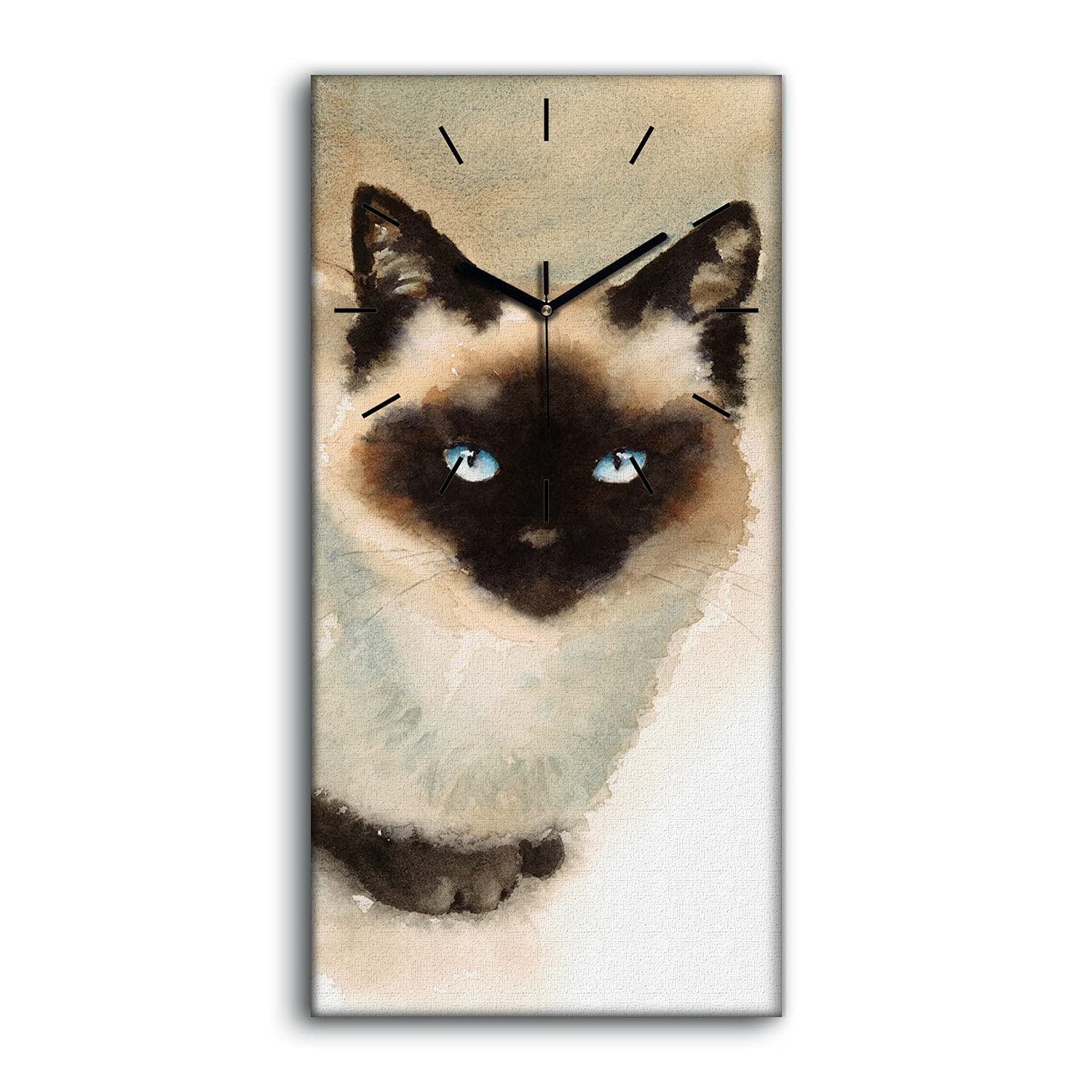 Horloge sur toile chat abstrait 30x60cm pour décoration salon moderne