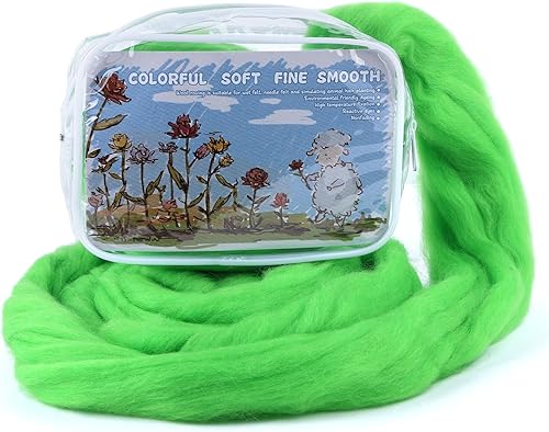 Mayboos Wool Roving - Suministros de fieltro de lana natural de colores de 1.76 onzas, lana pura gruesa con bolsa de almacenamiento, lana para