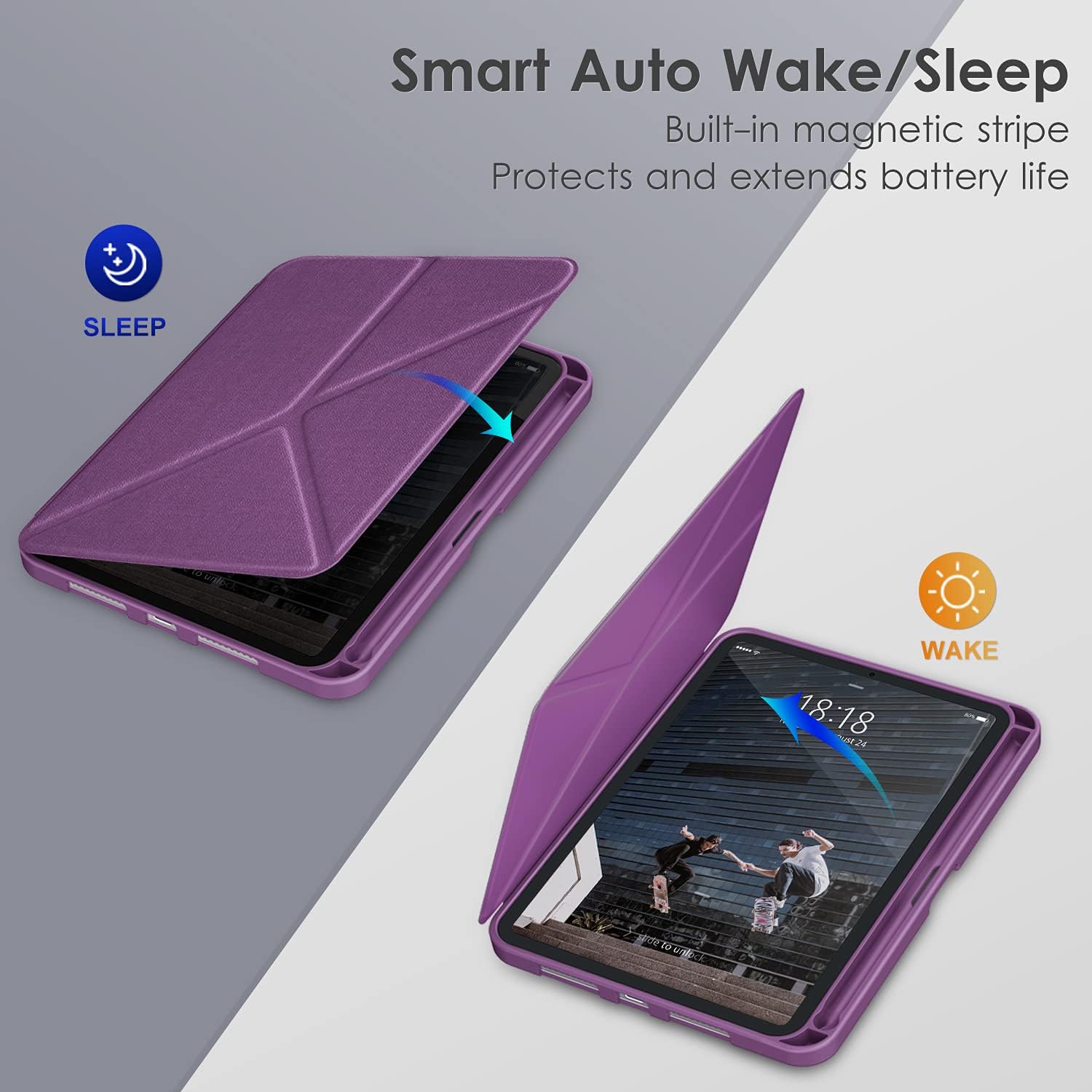 DTTO Case for iPad Mini 6th Gen 8.3 Inch 2021 with Pencil Holder, Multi - Angle Magnetic Standing Cover with TPU Back Shell [Auto Wake/Sleep], Dark Purple