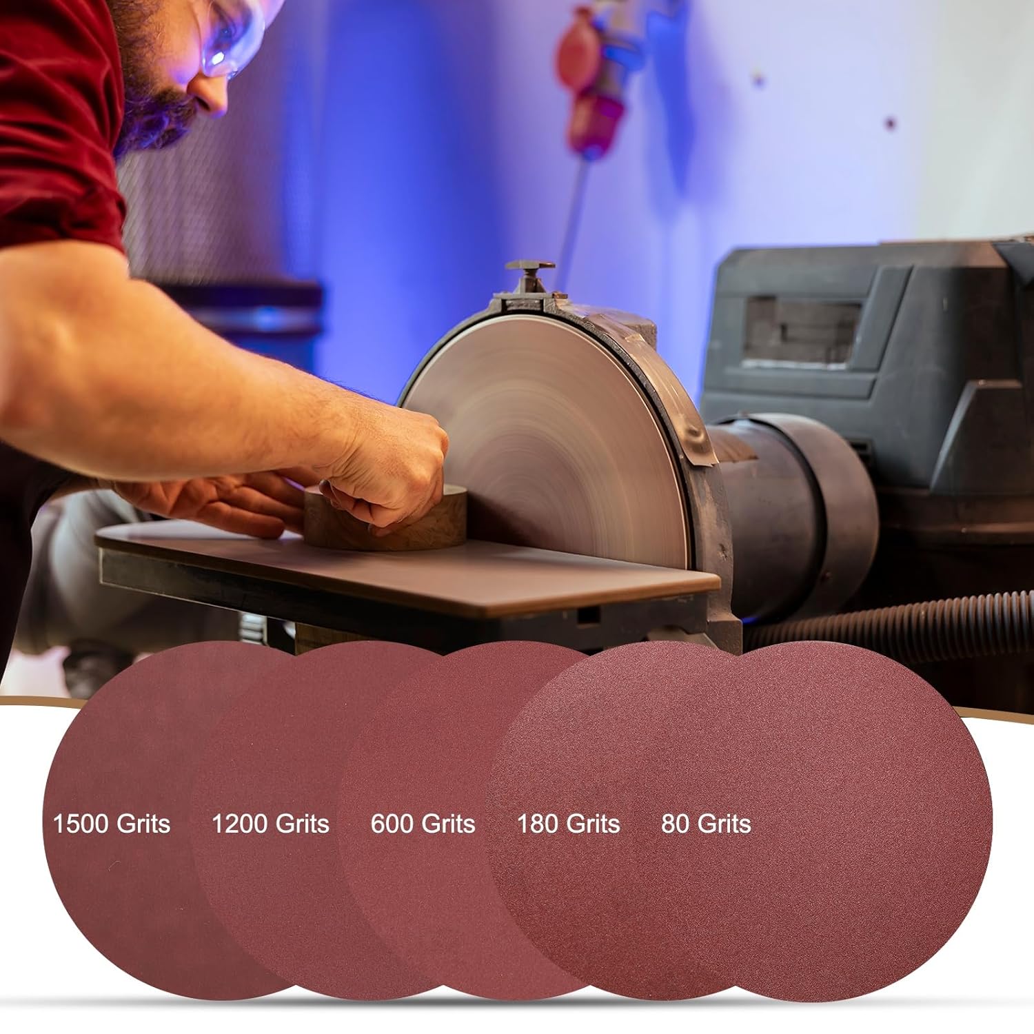 uxcell 3pcs 10-Inch PSA Sanding Discs, 80 Grits Aluminum Oxide Self Adhesive Stick Back Sandpapers, No-Hole Round Wet/Dry Sander Papers, Sand Auto Car Paint, Wood, Metal