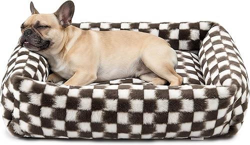 Miniatura 31 de JOEJOY Linda cama para perros de tamaño mediano, camas rectangulares suaves y peludas para perros grandes y medianos, cama ortopédica lavable para
