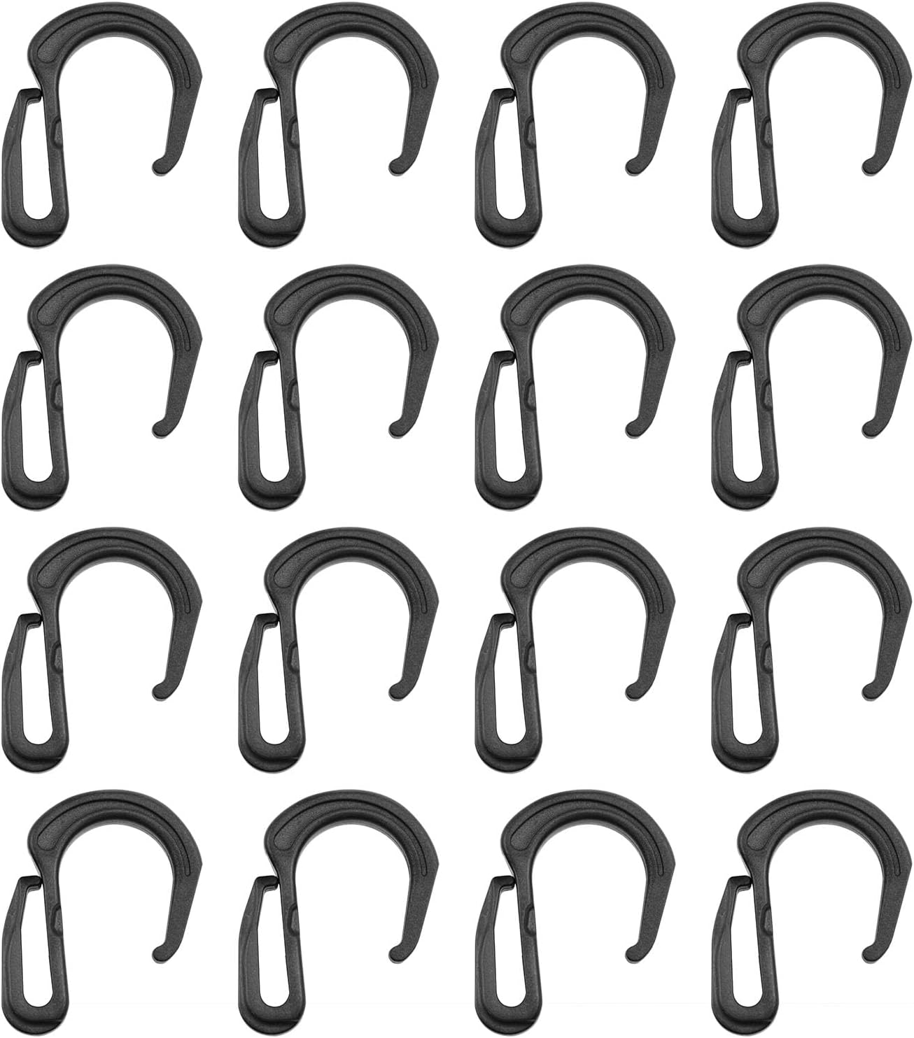 PIYNAYO Black Plastic S-Shaped Hook Rope Hook, Heavy-Duty Plastic Bungee Jumping Clips (28mm) for Luggage net and seat Organizer 16PCS