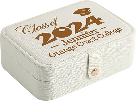 Personalized Graduation Gifts for Her - Custom Jewelry Box w/ Name & Grad Year, 2024 High School College Graduation Gifts for Women Girls - Customized Jewelry Travel Case for Friends Daughter