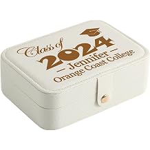 Personalized Graduation Gifts for Her - Custom Jewelry Box w/ Name & Grad Year, 2024 High School College Graduation Gifts for Women Girls - Customized Jewelry Travel Case for Friends Daughter