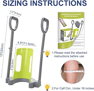 Compression Sock Aid Device | Size for Leg Circ 16 in or Less | Helper Device for Putting on Compression Stocking, Easy On Donning Aid Tool for Socks & Stockings, Durable & User-Friendly Design