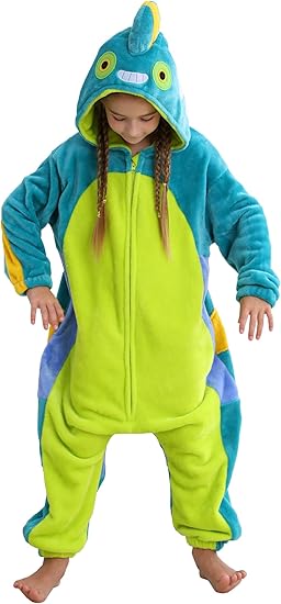 ATOZ Unisex Children Animal Chameleon Onesie, Halloween Costume Pajamas Christmas Cosplay Sleepwear For Boys Girls