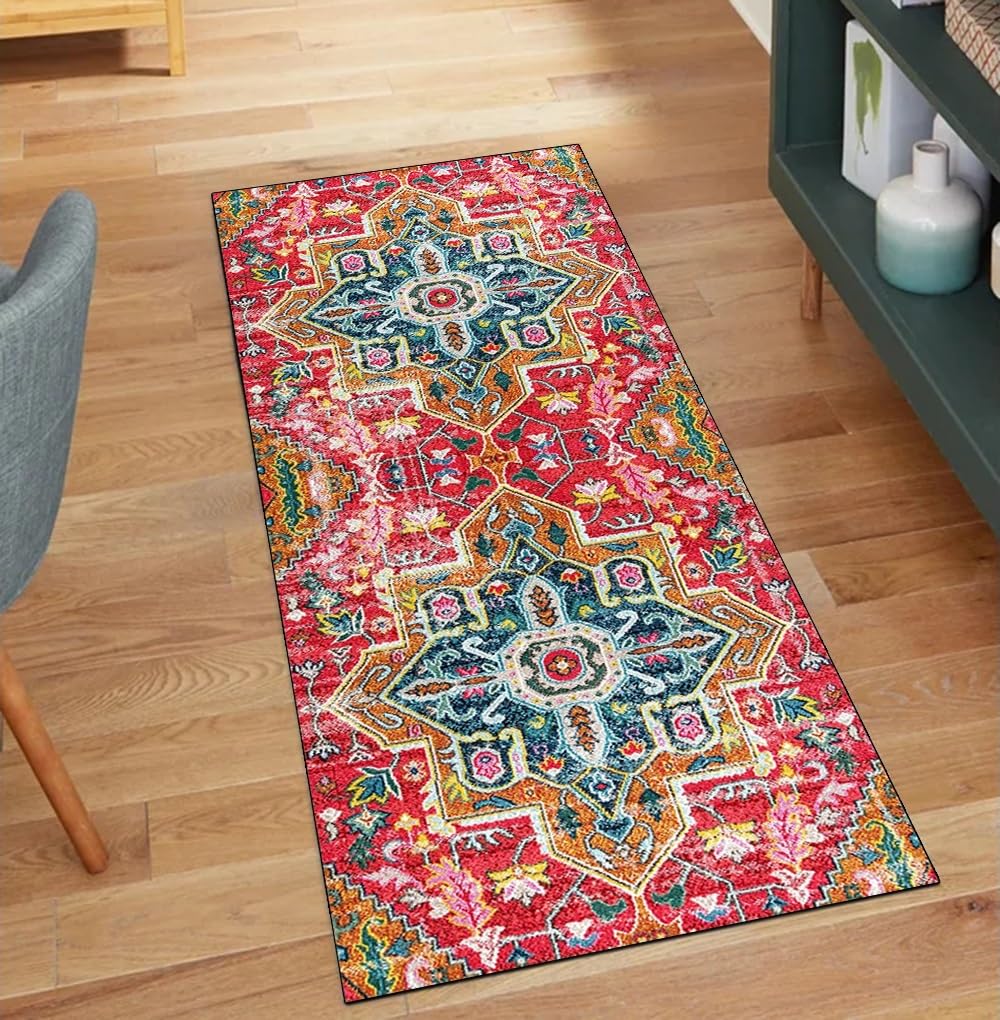 Alfombra roja lavable de 50 x 250 cm para suelos resbaladizos
