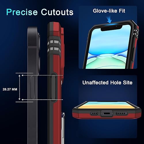 Miniatura 6 de DEERLAMN Funda para iPhone 11 con cubierta deslizante para cámara + protector de pantalla (2 unidades), soporte de anillo giratorio de grado militar