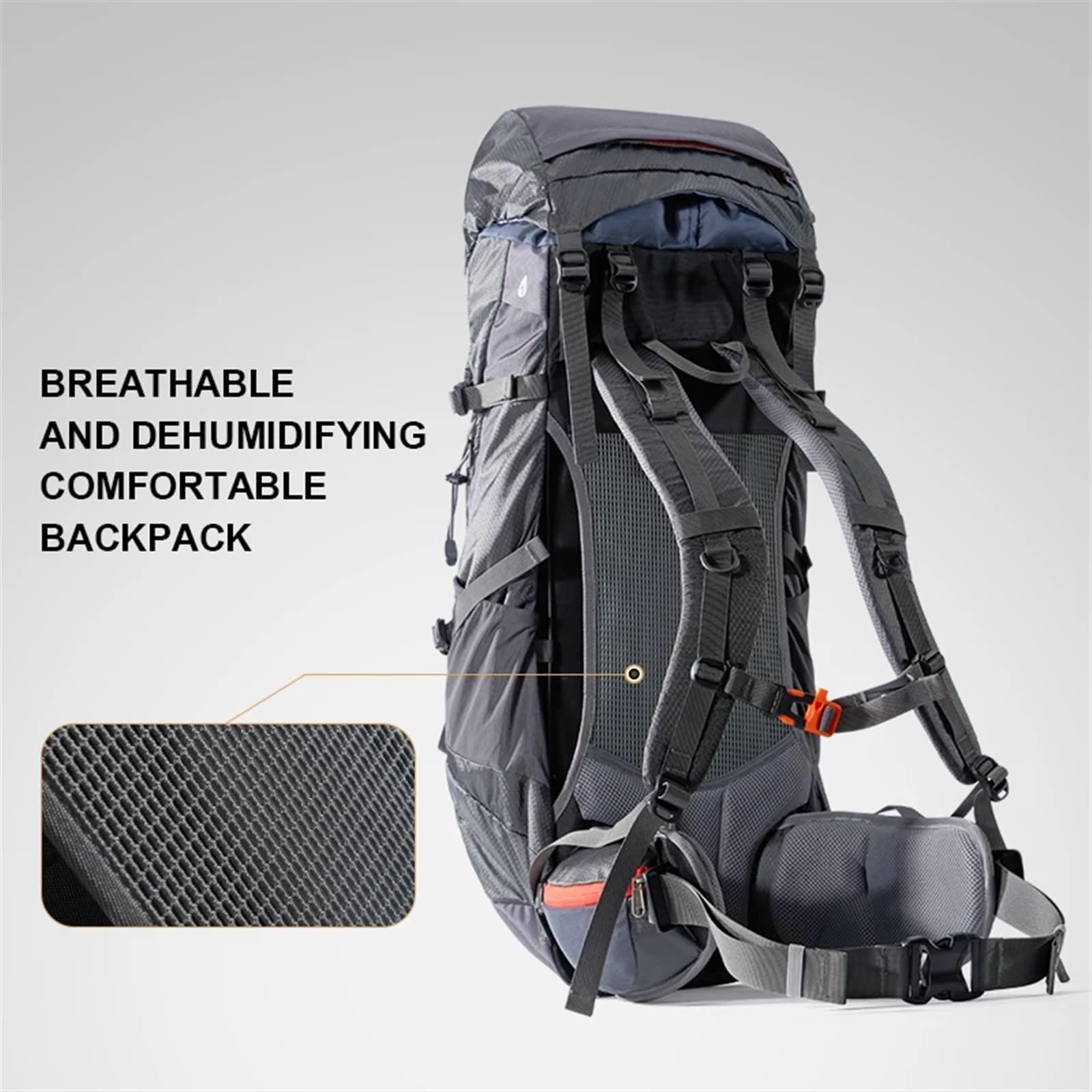 Zaino da trekking da 65 litri Borse da alpinismo professionali impermeabili for uomo Zaino da viaggio da campeggio di grande capacità
