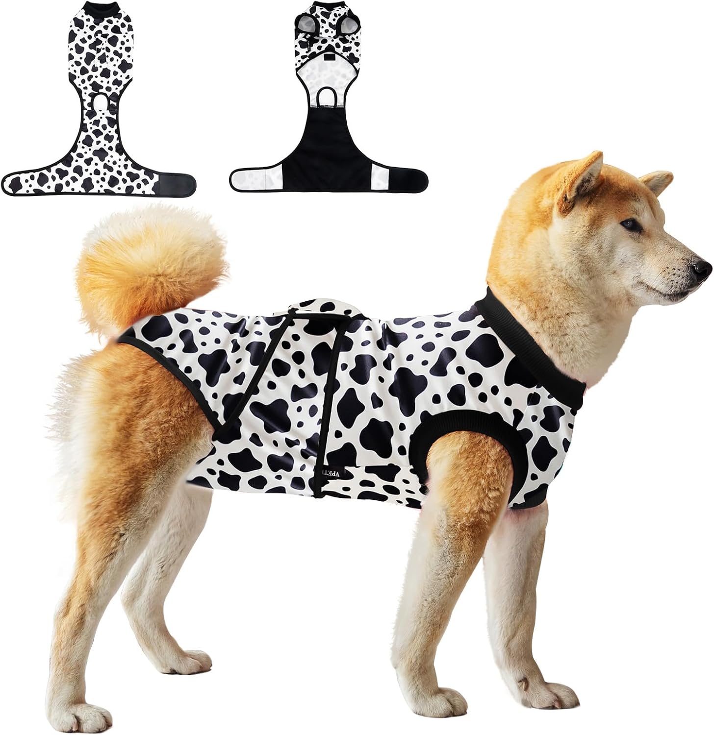 Dog Surgery Recovery Suit,Female Male Dog Onesie for Spay Neuter,Substitute E-Collar & Cone,Anti-Licking Breathable Onesie for Small Medium Large Dogs,Cow Large