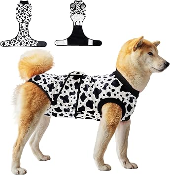 Dog Surgery Recovery Suit,Female Male Dog Onesie for Spay Neuter,Substitute E-Collar & Cone,Anti-Licking Breathable Onesie for Small Medium Large Dogs,Cow XL