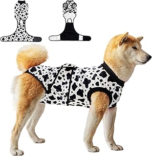 Dog Surgery Recovery Suit,Female Male Dog Onesie for Spay Neuter,Substitute E-Collar & Cone,Anti-Licking Breathable Onesie for Small Medium Large Dogs,Cow S