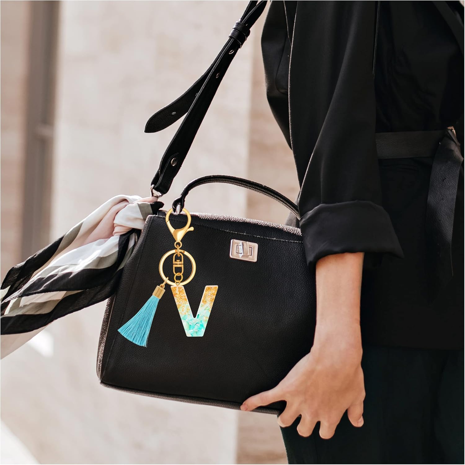 TTYY Alphabet Initial Letter Keychain for Women gift To Little Girls Tassel Butterfly Pendant Key Ring for Backpack - Image 4