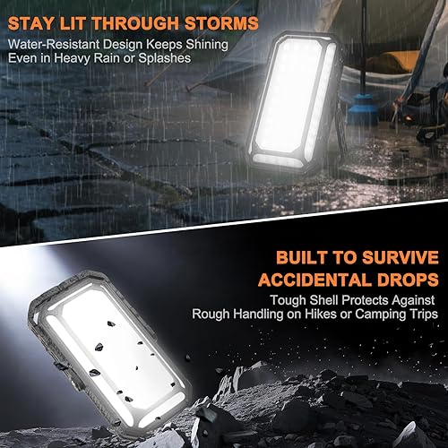 Miniatura 5 de Linterna de camping LED recargable  hasta 120 horas, 10,000 mAh luces de camping portátiles con luz roja y 12 modos de luz, pantalla LCD, regulable,