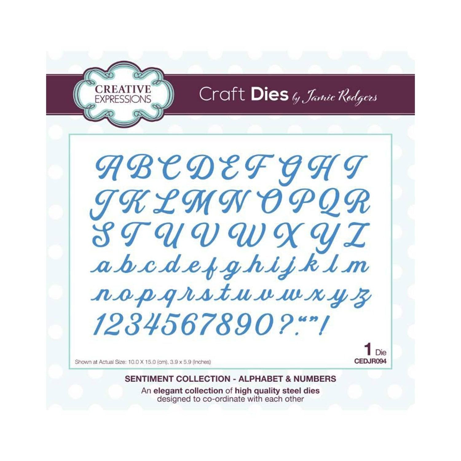 Creative Expressions Craft Dies by Jamie Rodgers-Alphabet & Numbers, Metal, Size 10 cm x 15 cm