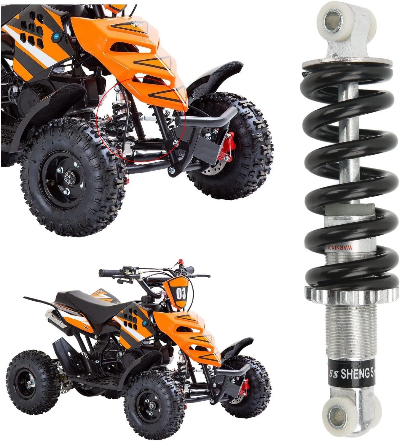 1 Pair ATV Shock Absorber, Shock Absorber Suspension Damper Motorcycle Accessories Replacement for Electric Bike Scooter ATV Shock absorbers and mounts