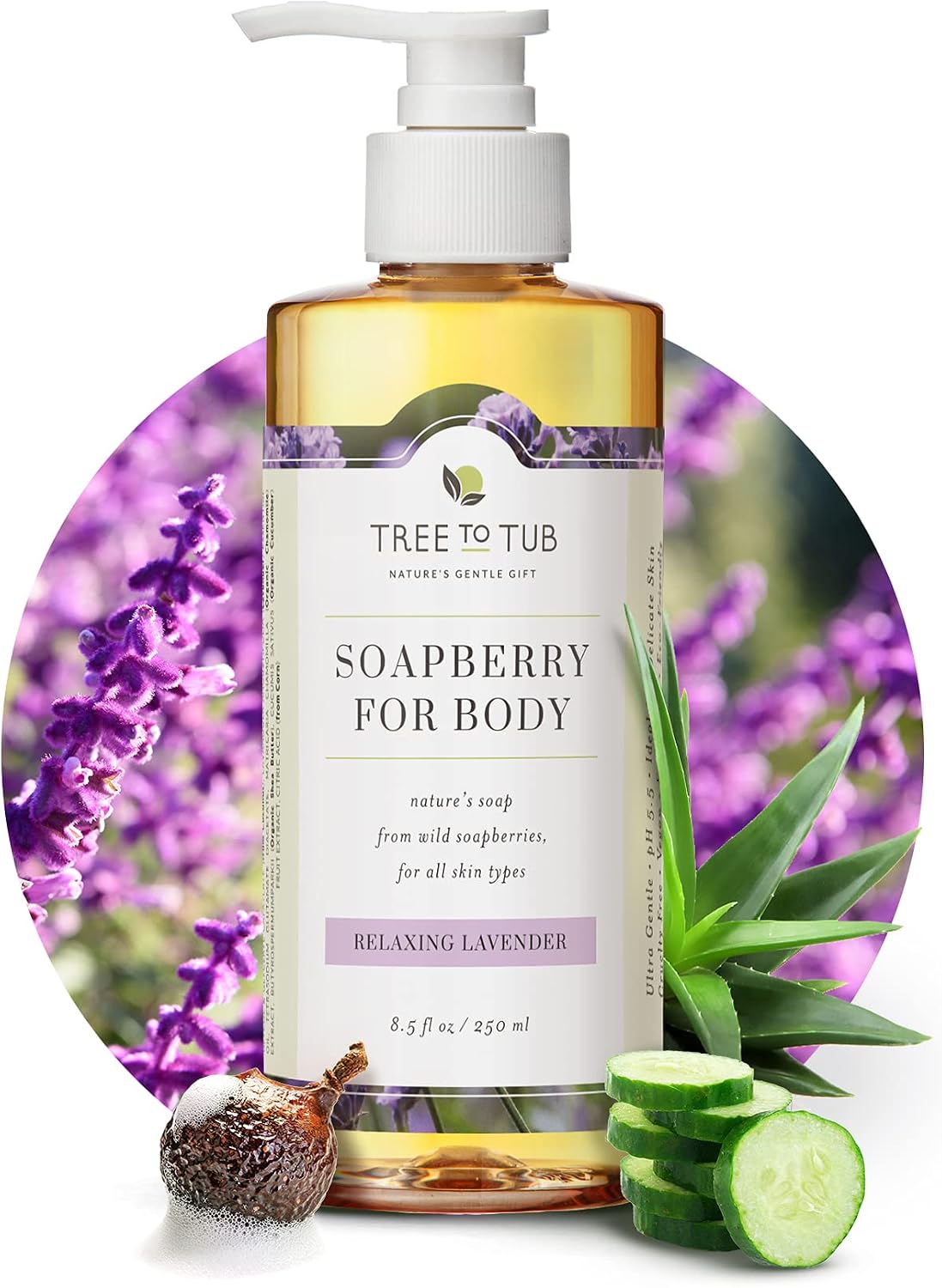 Tree To Tub Lavender Body Wash for Sensitive Skin & Dry Skin, pH Balanced Moisturizing Body Wash