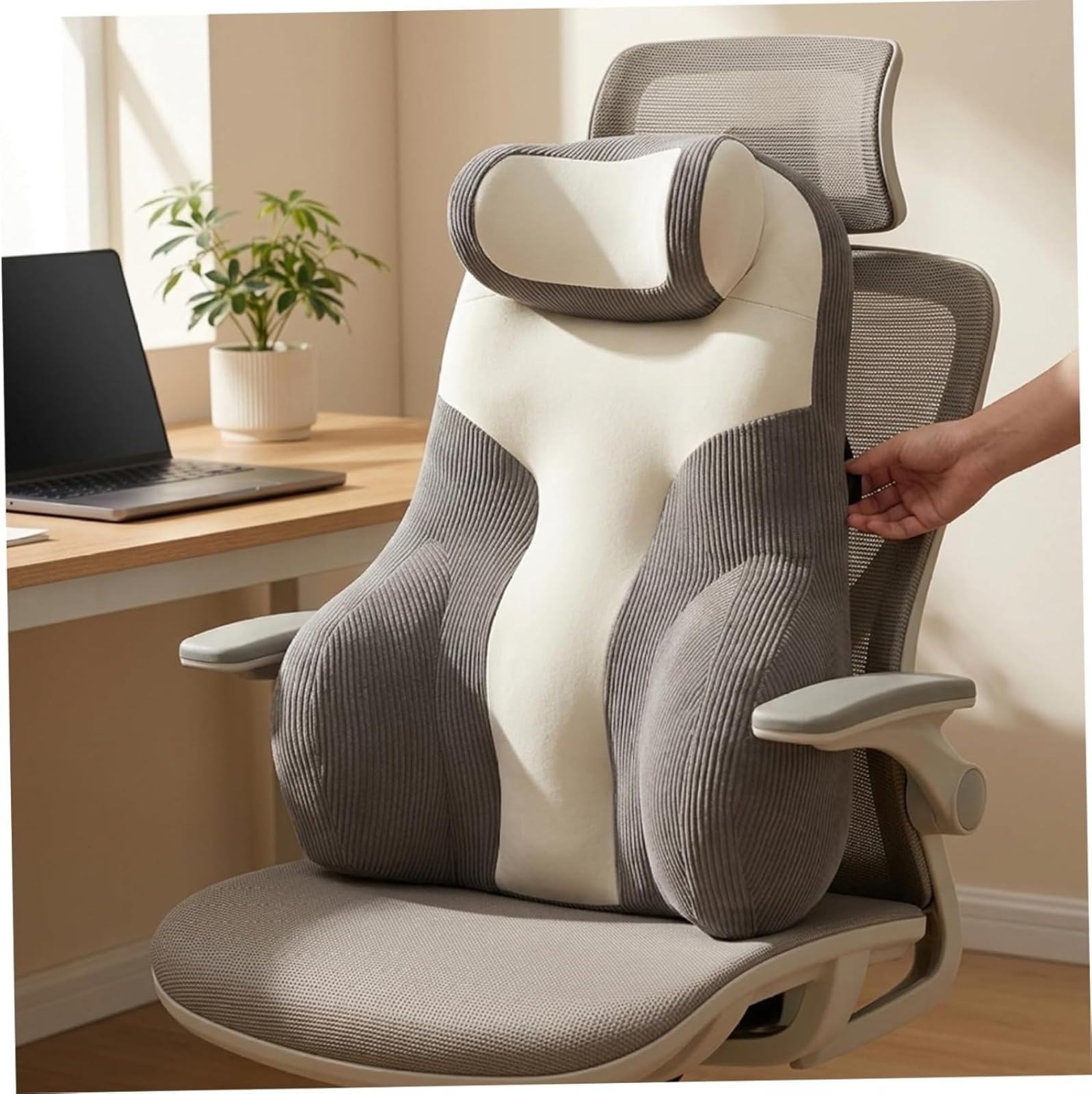 Cojín de asiento de pana para cama con reposabrazos, cojín de apoyo lumbar suave con diseño ergonómico para espalda y cuello, cojín de lectura para reposo en cama para sentarse