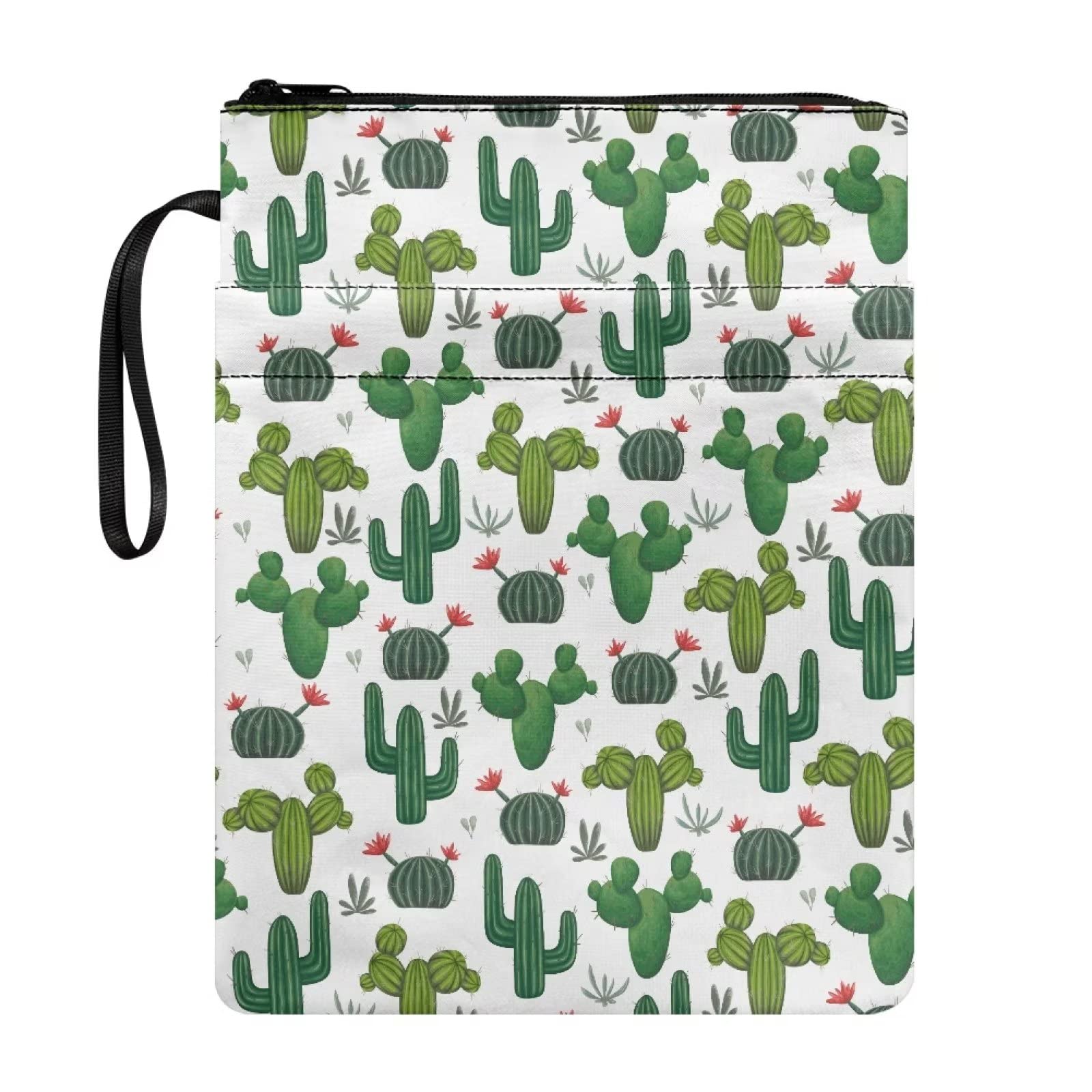 ZIATUBLES Cactus Print Book Sleeve Book Protector, Book Covers for Paperbacks Washable Fabric, Book Sleeves with Zipper