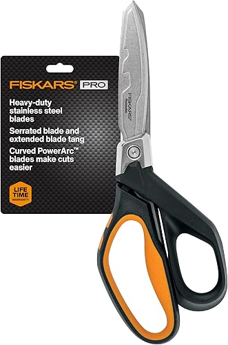 Miniatura 8 de Tijeras de Taller Fiskars Pro PowerArc, Tijeras de Acero Inoxidable Resistentes, Herramienta de Grado Industrial para Edificación y Construcción, 10