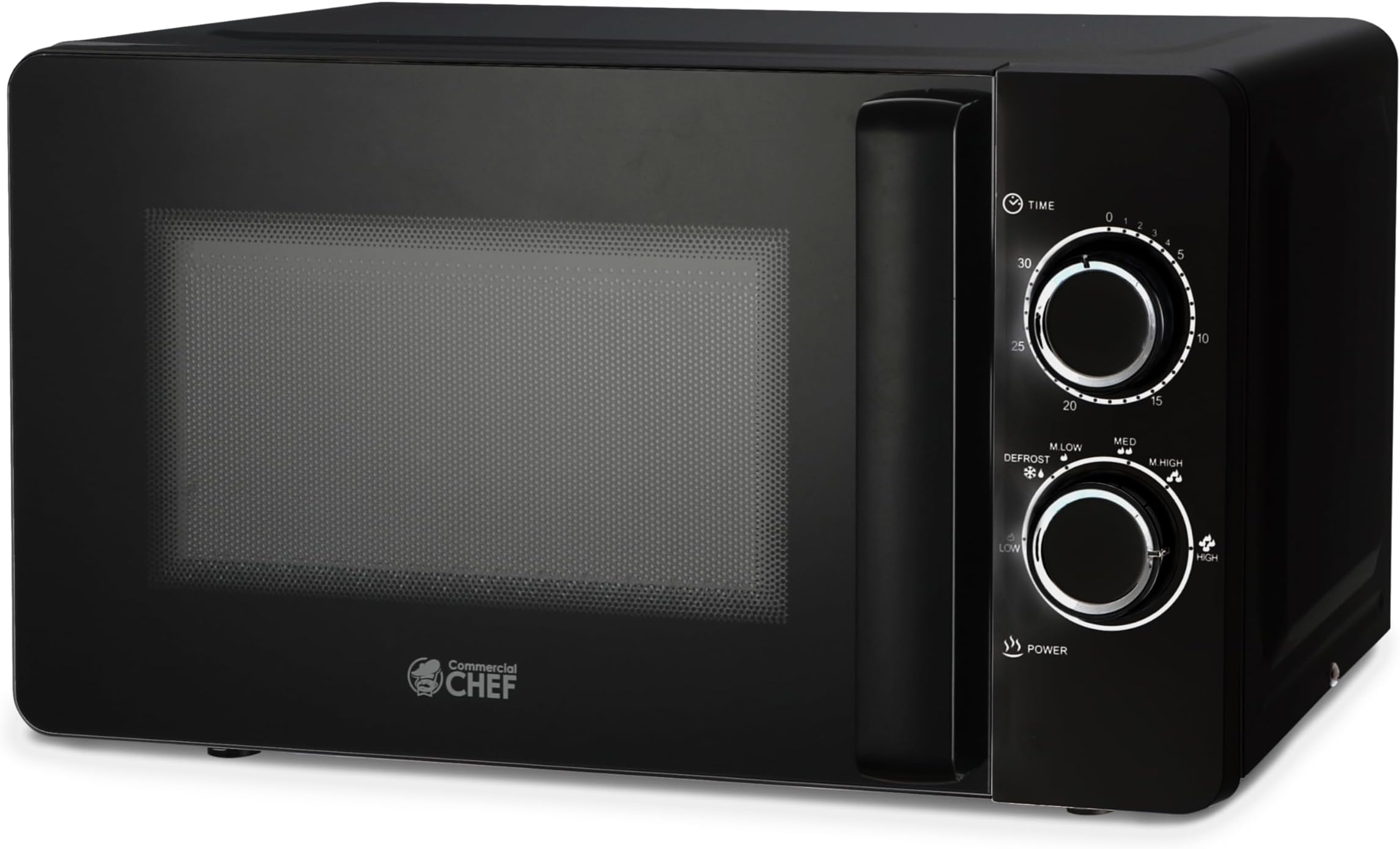 COMMERCIAL CHEF Black Microwave 0.7 Cu. Ft. with Rotary Switch Knob, 700W Countertop Small Microwave with Microwave Turntable Plate, 6 Level Power Tabletop Microwave with Microwave Handle