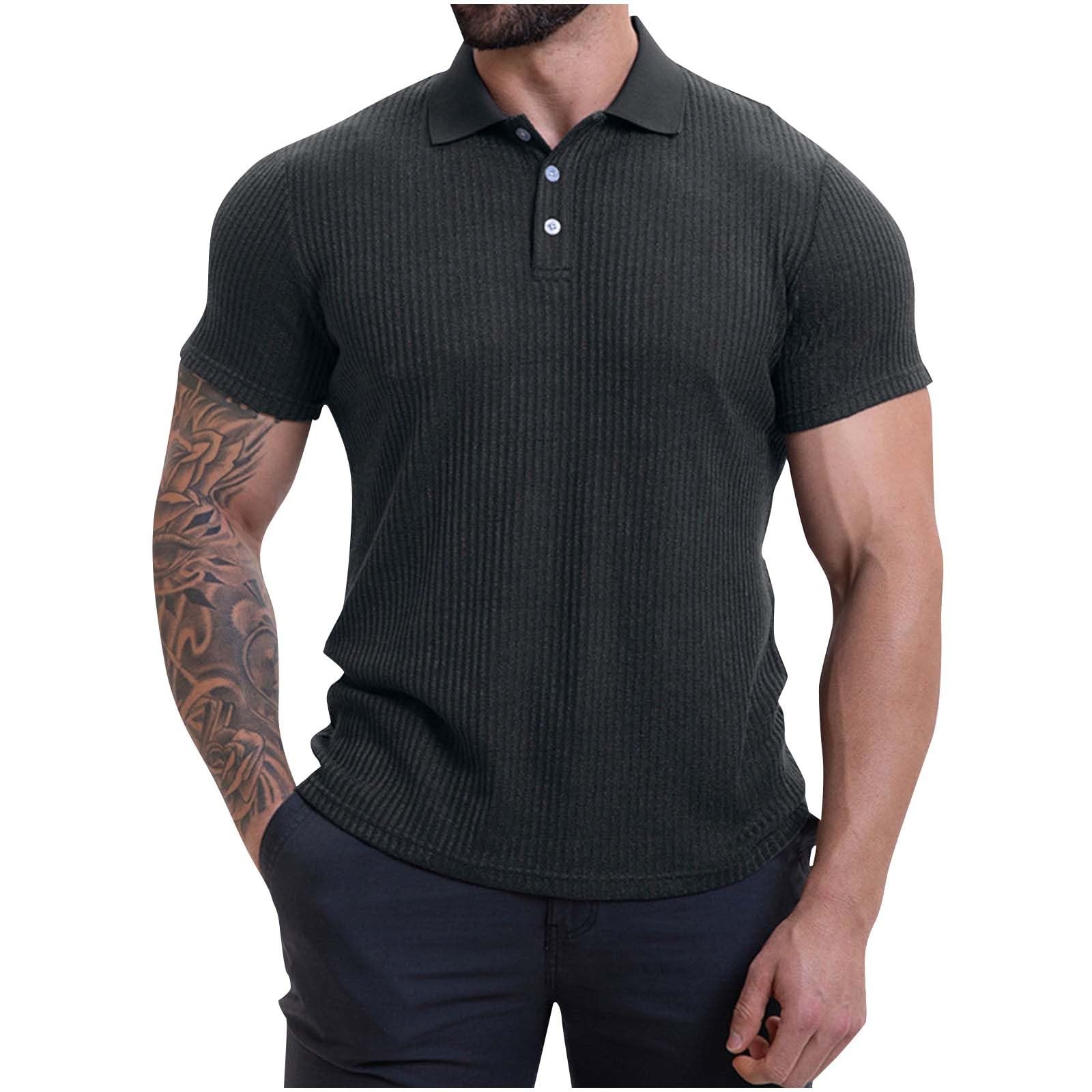 Poloshirt - Camiseta de manga corta con cuello de solapa para hombre, ajuste cómodo, capa base para uso diario