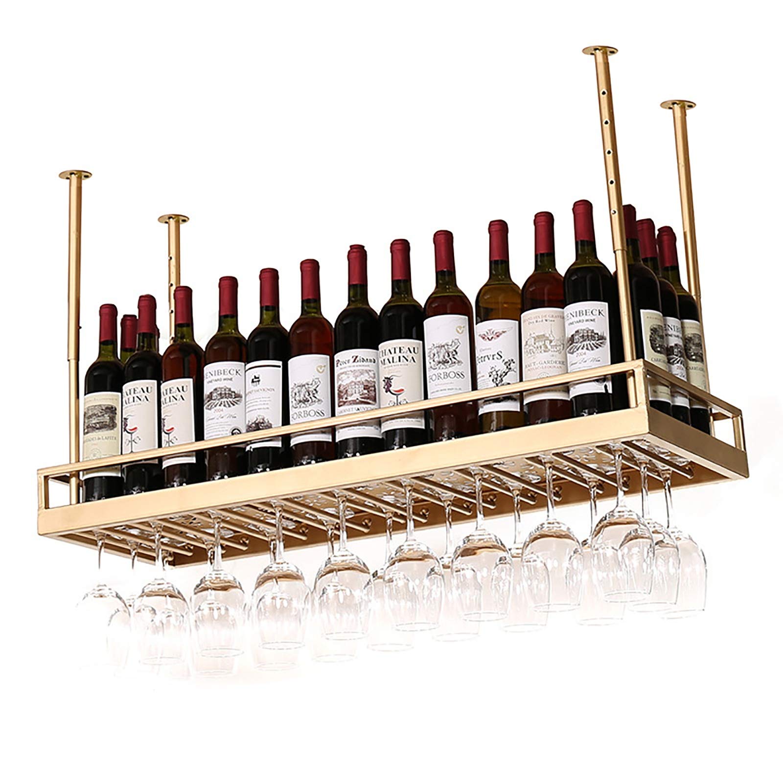 Porte-gobelet à champagne au plafond et porte-bouteilles en fer pour bar