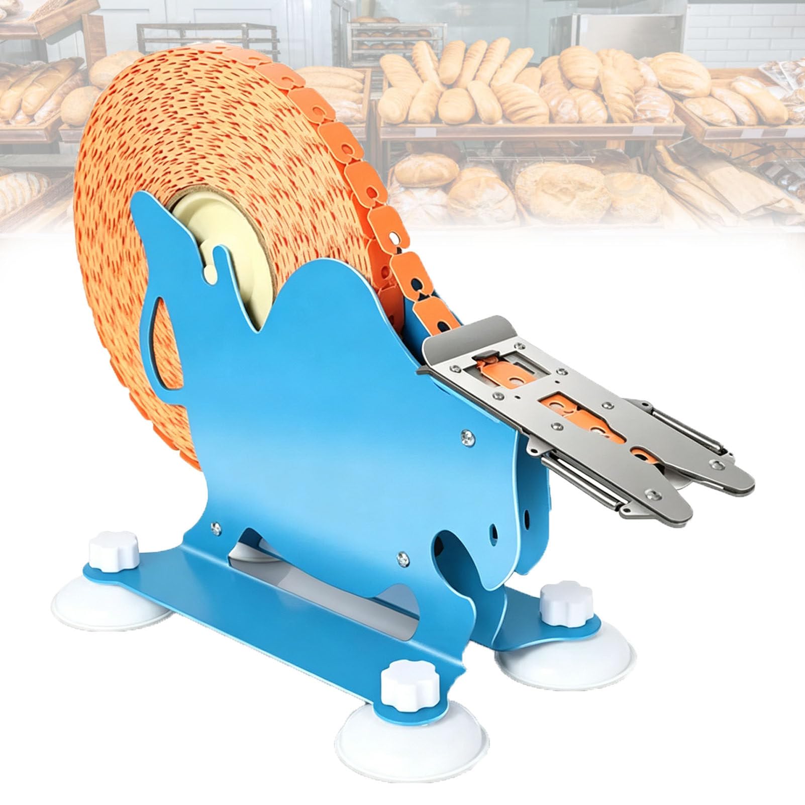 Pfps Multicolor Manual Bread Bag Clasp Sealer, Includes 1 Roll Of Clips & 4 Anti-Slip Suction Cups, Stainless Steel Clamping Sealer For Bread, Cookie, Bakery Bags