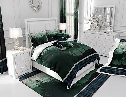 Miniatura 6 de Manfei Wild Deer - Sábana bajera ajustable tamaño matrimonial, juego de ropa de cama con temática de animales, 3 piezas para niños y adultos, funda